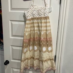 Y2K Juicy Couture Beige and White Midi Dress NWT